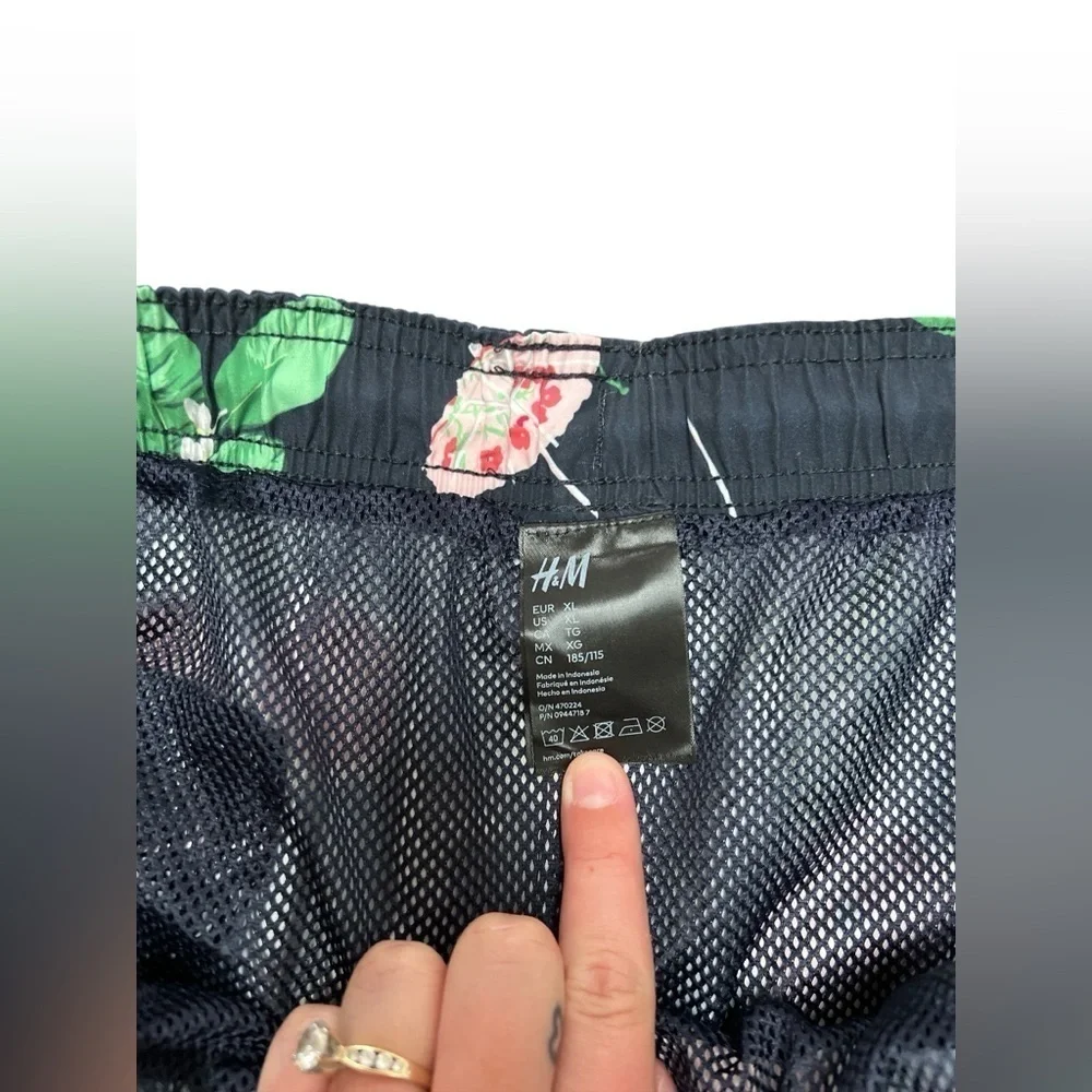 H&M tropical fruits black swim trunks